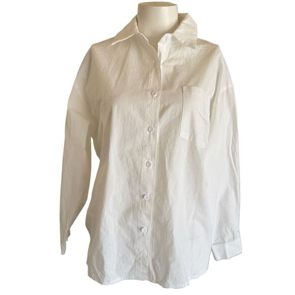 Dazy women’s M white button up shirt NWT long sleeve top classic - Picture 1 of 7